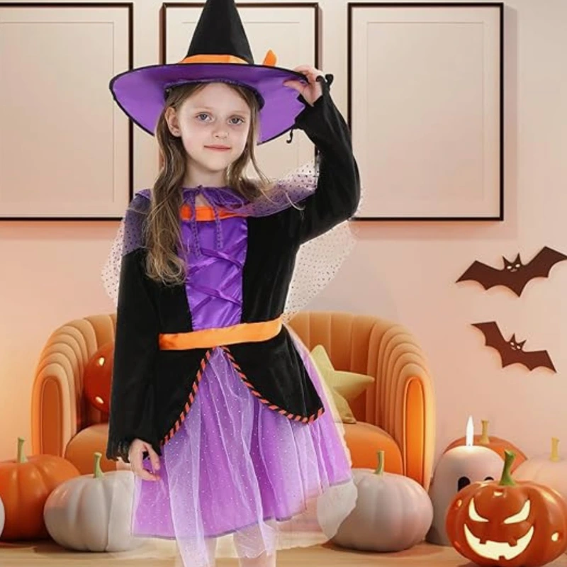 Rodzinny zestaw kostiumów czarownicy na Halloween